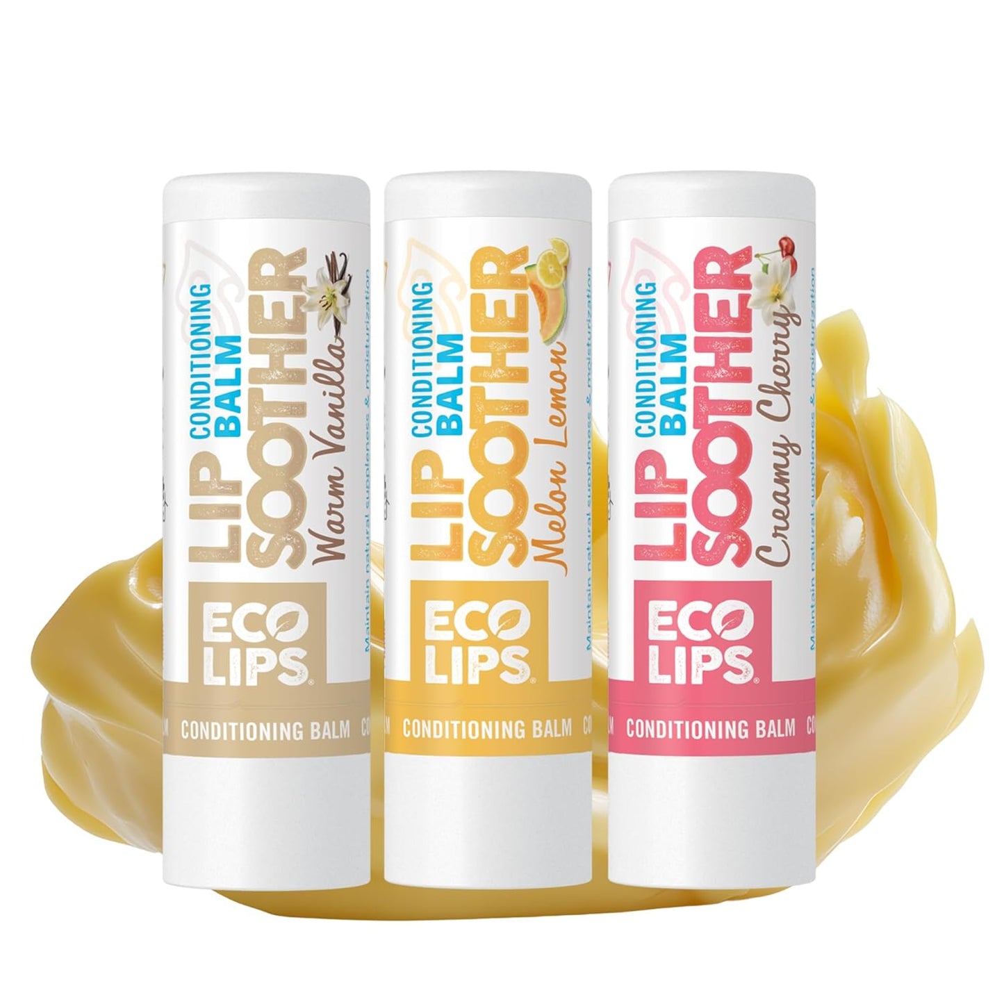 Conditioning Lip Soother Lip Balm with Murumuru Butter and Mango Butter for Deep Conditioning, Variety 3-pack