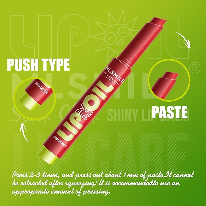 3 Colors Fat Lip Oil Click Slick, Moisturizing and Long-lasting Lip Balm, Non-stick and High Pigment Lip Glow Oil, Lightweight Lip Plumper with Coconut Oil (Set: B)