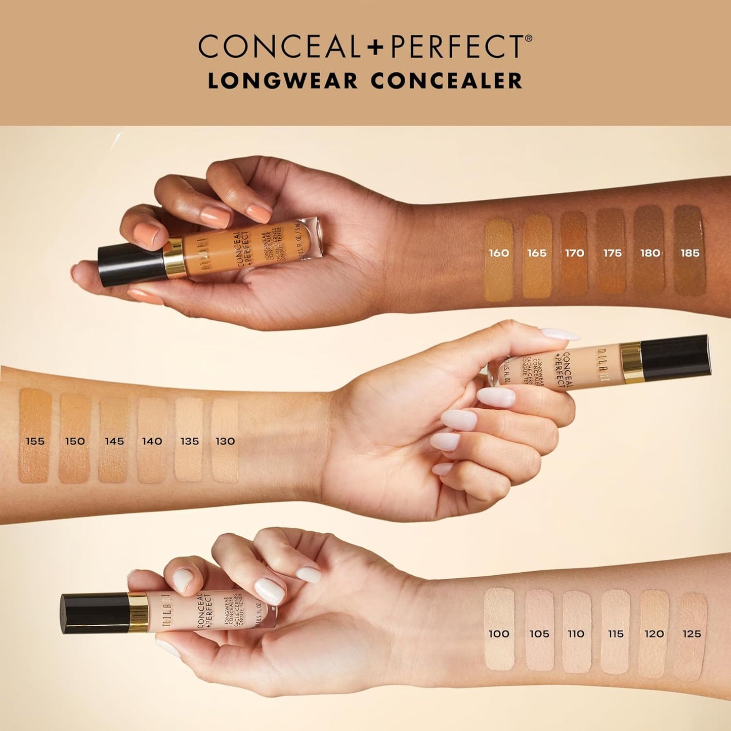 Milani Conceal + Perfect Longwear Concealer - Cool Sand (0.17 Fl. Oz.) Vegan, Cruelty-Free Liquid Concealer - Cover Dark Circles, Blemishes & Skin Imperfections for Long-Lasting Wear