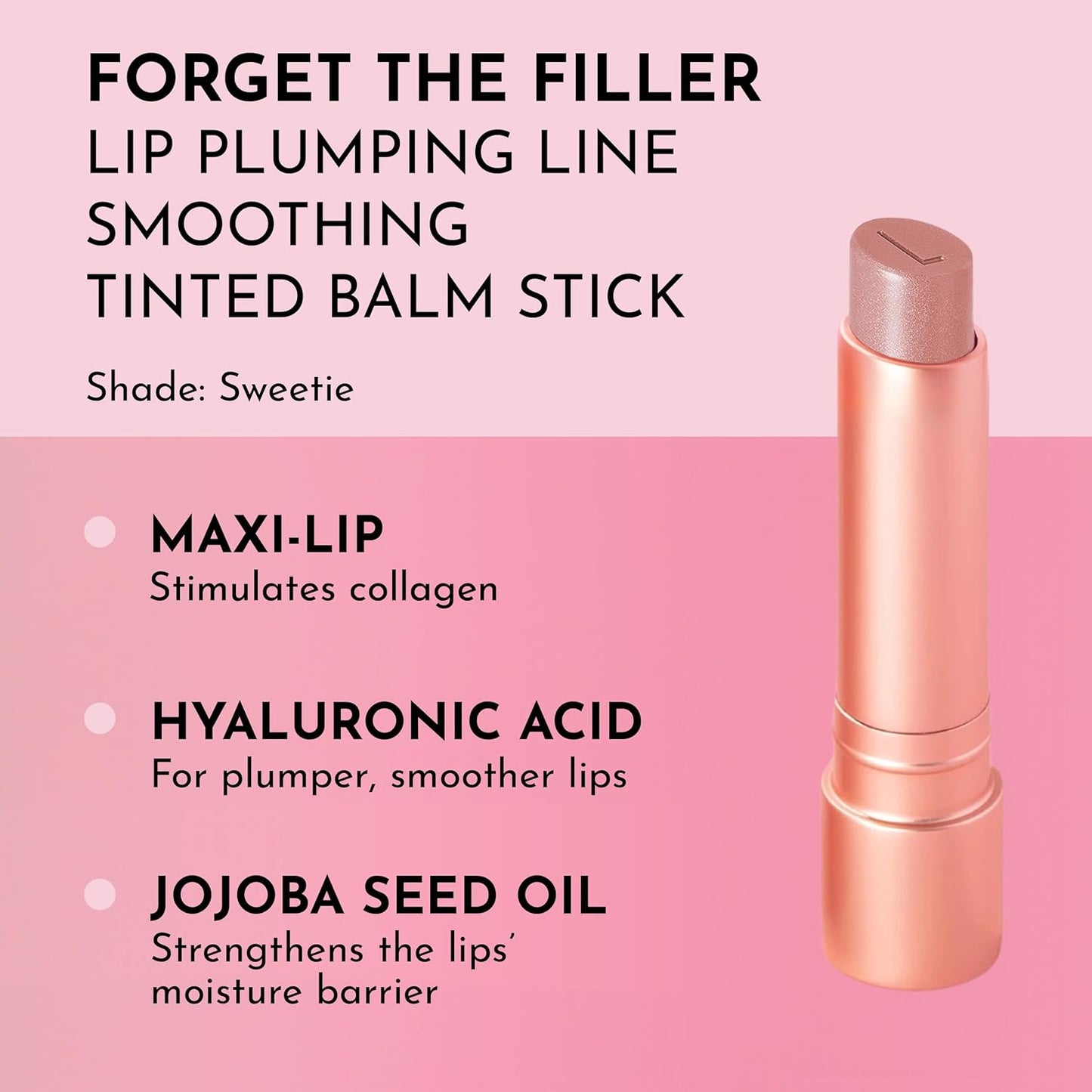 Lawless Forget the Filler Lip Plumping Line Smoothing Tinted Balm - Sweetie - Premium Tinted Lip Balm with Natural Ingredients to Plump and Smooth Lips for a Firmer, Fuller Look - 0.09 oz