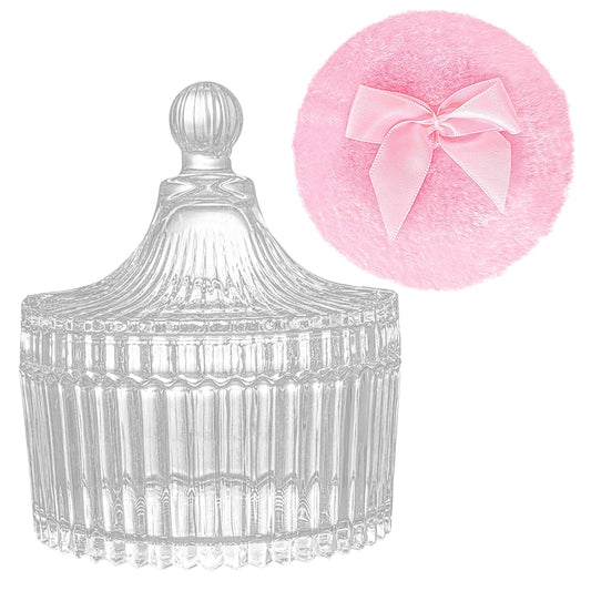 Large Body Powder Puffs and Containers, Crystal Clear Powder Container with Soft Power Puffs, Reusable Dusting Powder Case with Washable Velvet Face Body Glitter Puffs Wet and Dry Makeup