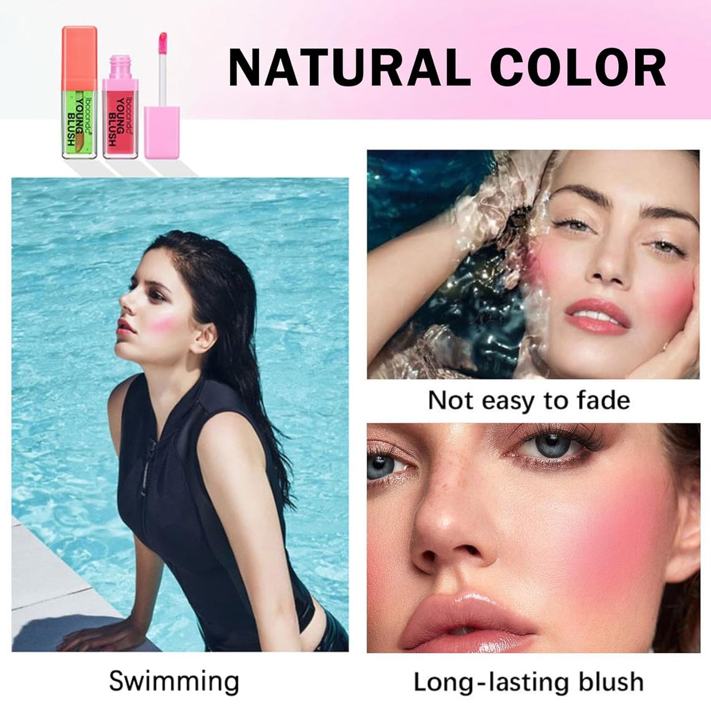 CAHIUYOA Pink Liquid Blush Oil Clear Liquid Blush for Cheeks Tinted Blush Stick Moisturizing Smooth Liquid Face Blush Makeup Gifts for Women