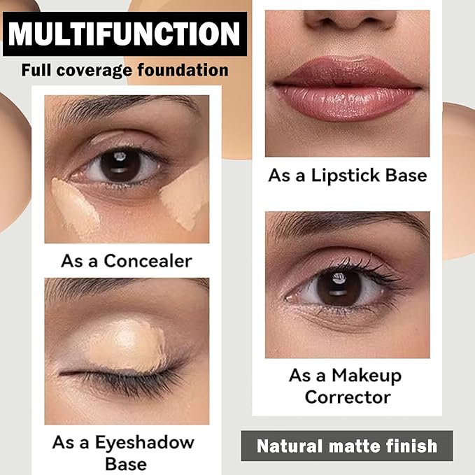 Concealer Full Coverage Foundation for Mature Skin,Oil Control Matte 2 in 1 Concealer liquid Foundation Makeup Waterproof Base De Maquillaje Alta Cobertura-01 Sand
