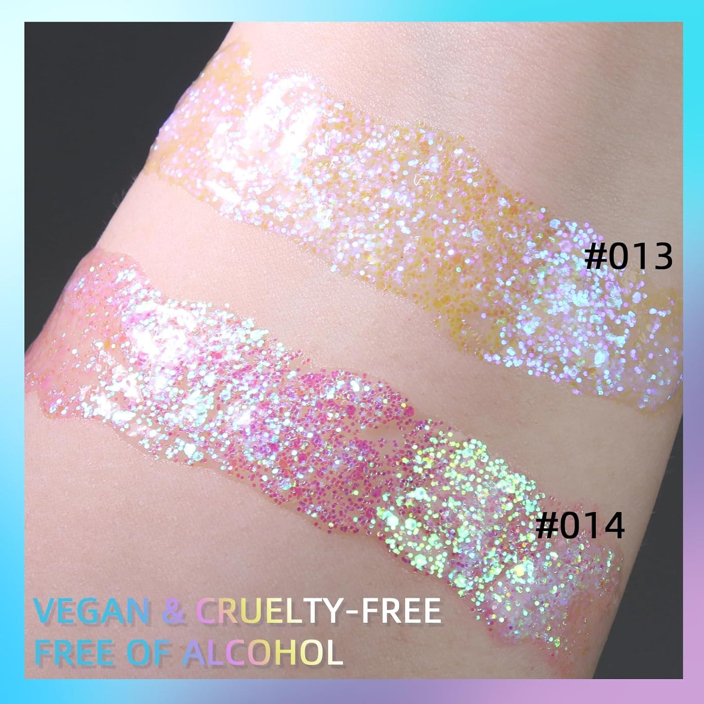 DAGEDA Body Glitter Gel, Holographic Face Glitters Body Gel Shimmer Liquid Eyeshadow, Color Changing Glitter for Face Hair Nails, Glitter Under Light Festival Glitter Makeup 1.7oz (Neno Pink)