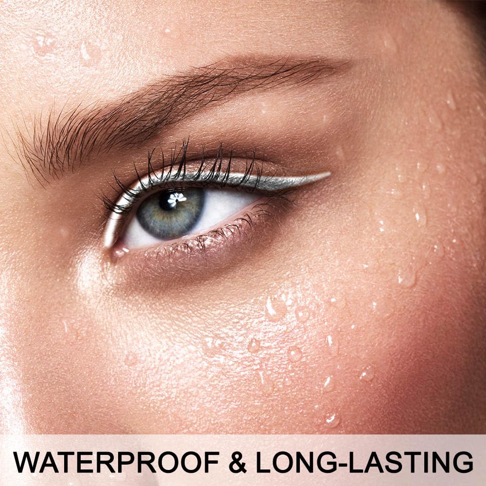 evpct 1Pcs White Color Gel Glitter Eyeliner Pencils Set for Women Waterline Waterproof Smudge Proof lapiz de ojos delineador de ojos contra el agua Eye Liner Makeup,02# White