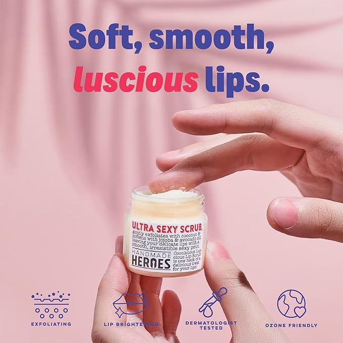 100% Natural Lip Scrub for Soft, Smooth Lips, Vegan Lip Scrub Gentle Exfoliator for Chapped and Dry Lips. 2 pc Coconut Lip Exfoliator Set lip exfoliator.