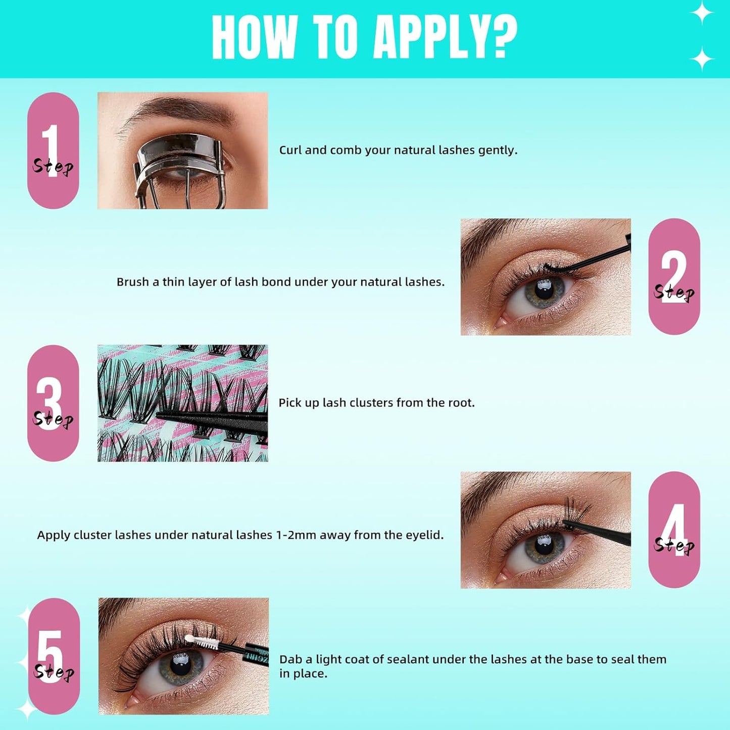 Lash Clusters Wispy 280PCS Eyelash Extension 40D Cluster Lashes Individual Lashes DIY Lash Extension Natural Look Cluster Eyelash Extensions Soft False Eyelashes at Home for Beginners(16mm)