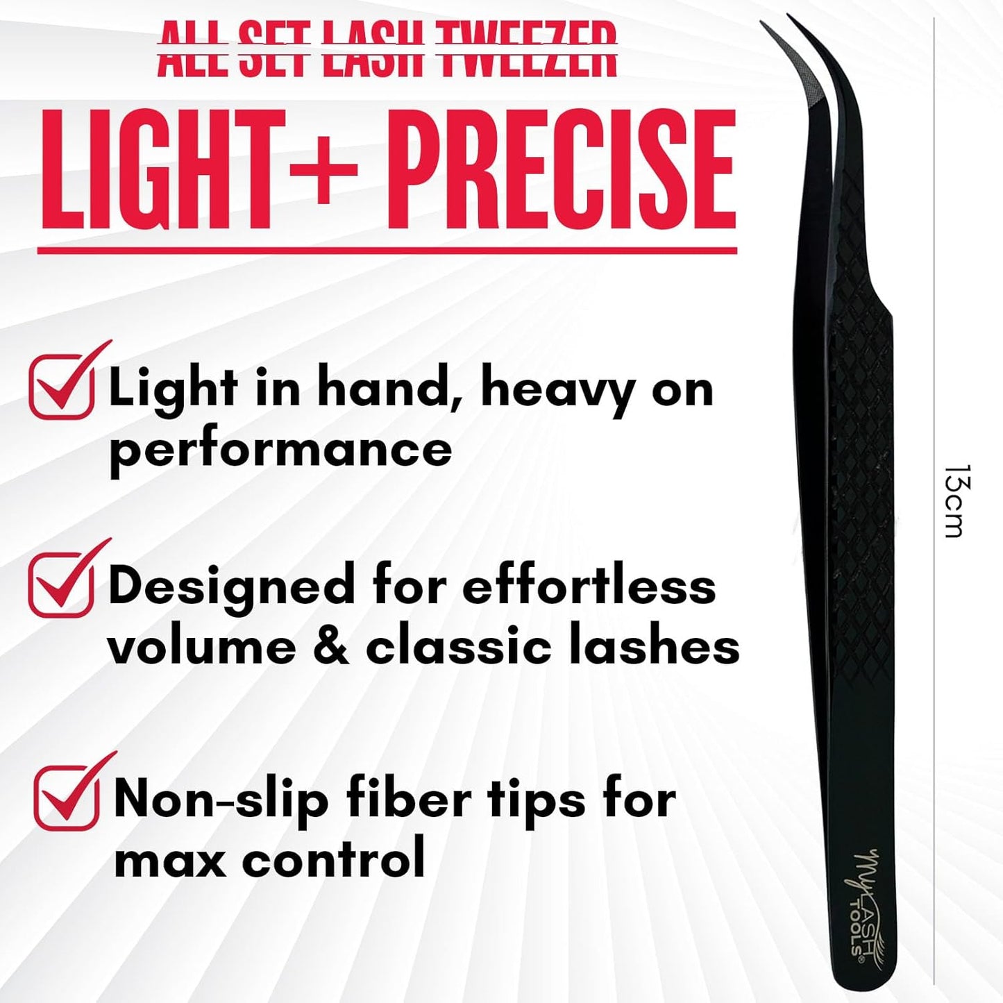 Curved Classic & Volume Fiber Tip Lash Tweezer – SLAY CURVE, Diamond Grip, Professional Eyelash Extension Tweezers, Precision Lash Tool (Black)