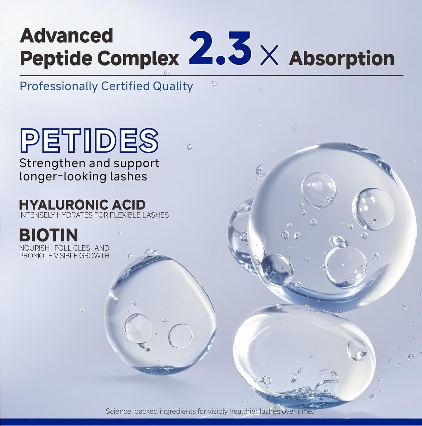 Lash Serum for Eyelash Growth - Eyelash Growth Serum Advanced Peptide Formula with 2.3× Absorption for Fuller, Thicker & Longer Lashes - Vegan & Cruelty-Free, Clinically Tested - 5ml