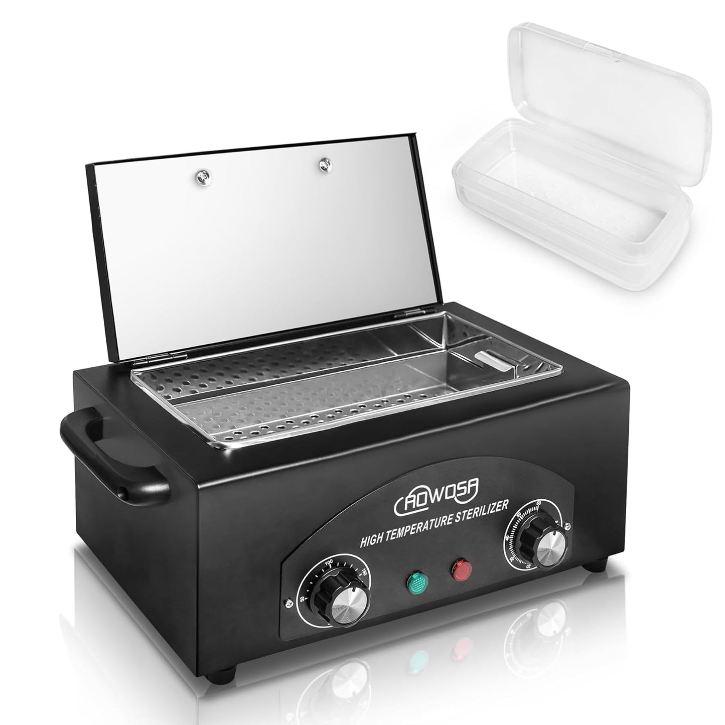 High Temperature Metal Tool Cleaning Box, 2L Dry Heat Cabinet Beauty Hair Nail Metal Tool Cleaning for Manicure Pedicure Barber, with 0-60 Min Timer & 50-220℃ Temp Settings, Plastic Sterilization Tray