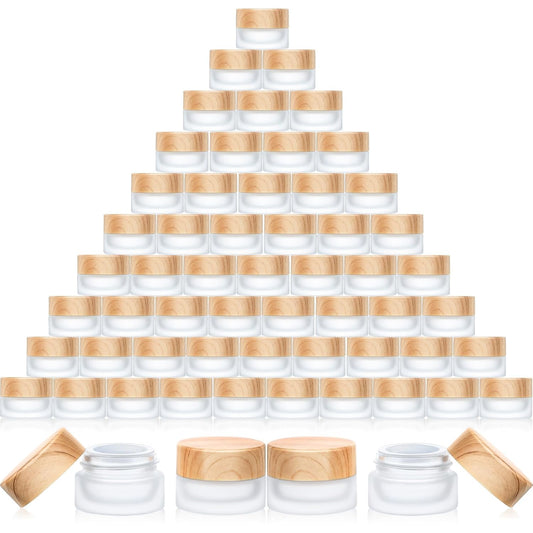 Geiserailie 60 Pieces Glass Cosmetic Containers Empty Sample Jars with Leak Proof Lids Makeup Sample Containers for Lotion Cream Cosmetic (5 Gram)