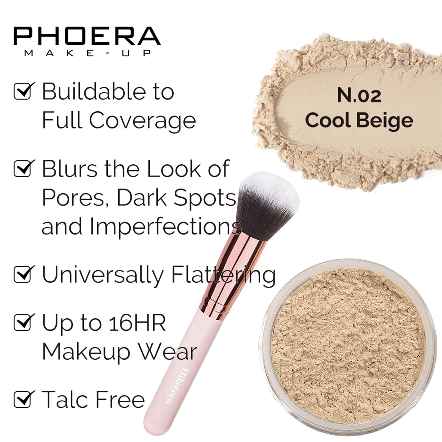 PHOERA Foundation Full Coverage Makeup, Mushroom Head Air Cushion CC Cream Natural Foundation Set,PHOERA Concealer, PHOERA Primer, PHOERA Powder, Foundation Brushes (103 Warm Peach+ 03 Warm Nude CC)