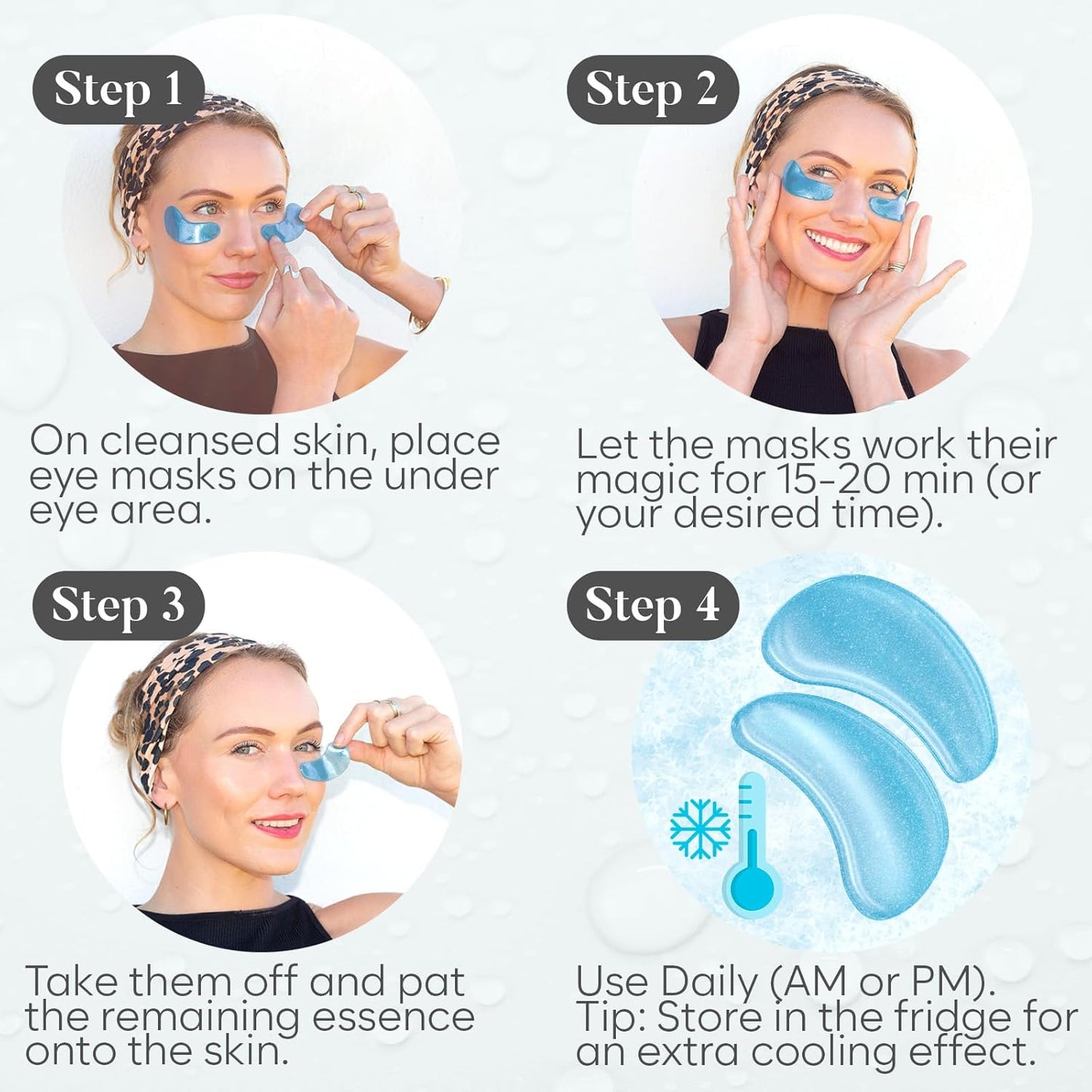 Hyaluronic Acid Eye Patches (30 Pairs) Eye Mask | Eye Masks with Niacinamide & Hyaluronic Acid | Under Eye Patches for Dark Circles | Under Eye Patches for Puffy Eyes | Eye Care