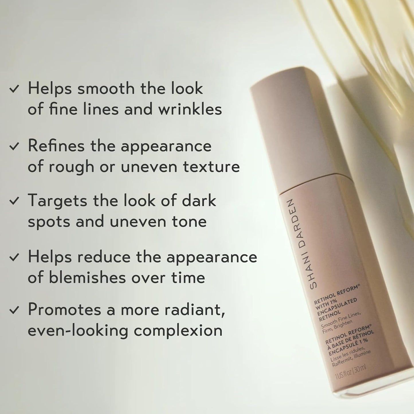 SHANI DARDEN SKIN CARE Retinol Reform with 1% Encapsulated Retinol Serum for Face & Neck, Gentle Slow-Release Retinol Face Serum with Tripeptide for Wrinkles, Fine Lines & Uneven Tone, 0.3 fl oz