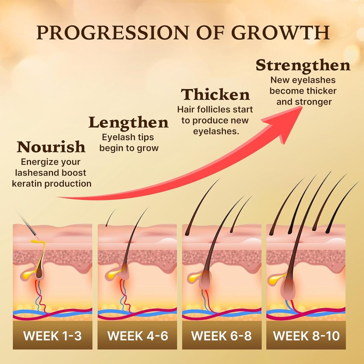 Eyelash Growth Serum with Advanced Formula: Rapid Eye Lash Enhancing Serum for Eyelash and Eyebrow Growth in 3-4 Weeks - Boost Longer Thicker and Fuller Lashes 3ML