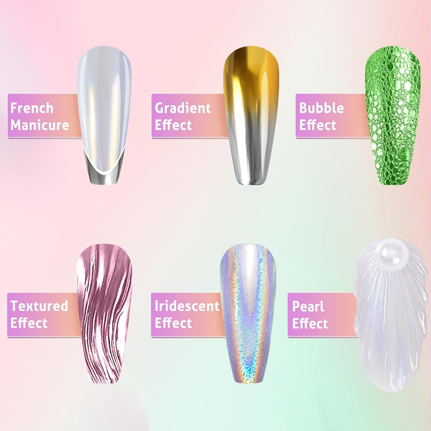 Gold Silver Chrome Nail Powder, 24 Colors White Pearl Unicorn Iridescent Holographic Nail Chrome Powder, Red Blue Green Black Purple Rose Gold Metallic Mirror Chrome Powder for Nails Glitter Pigment