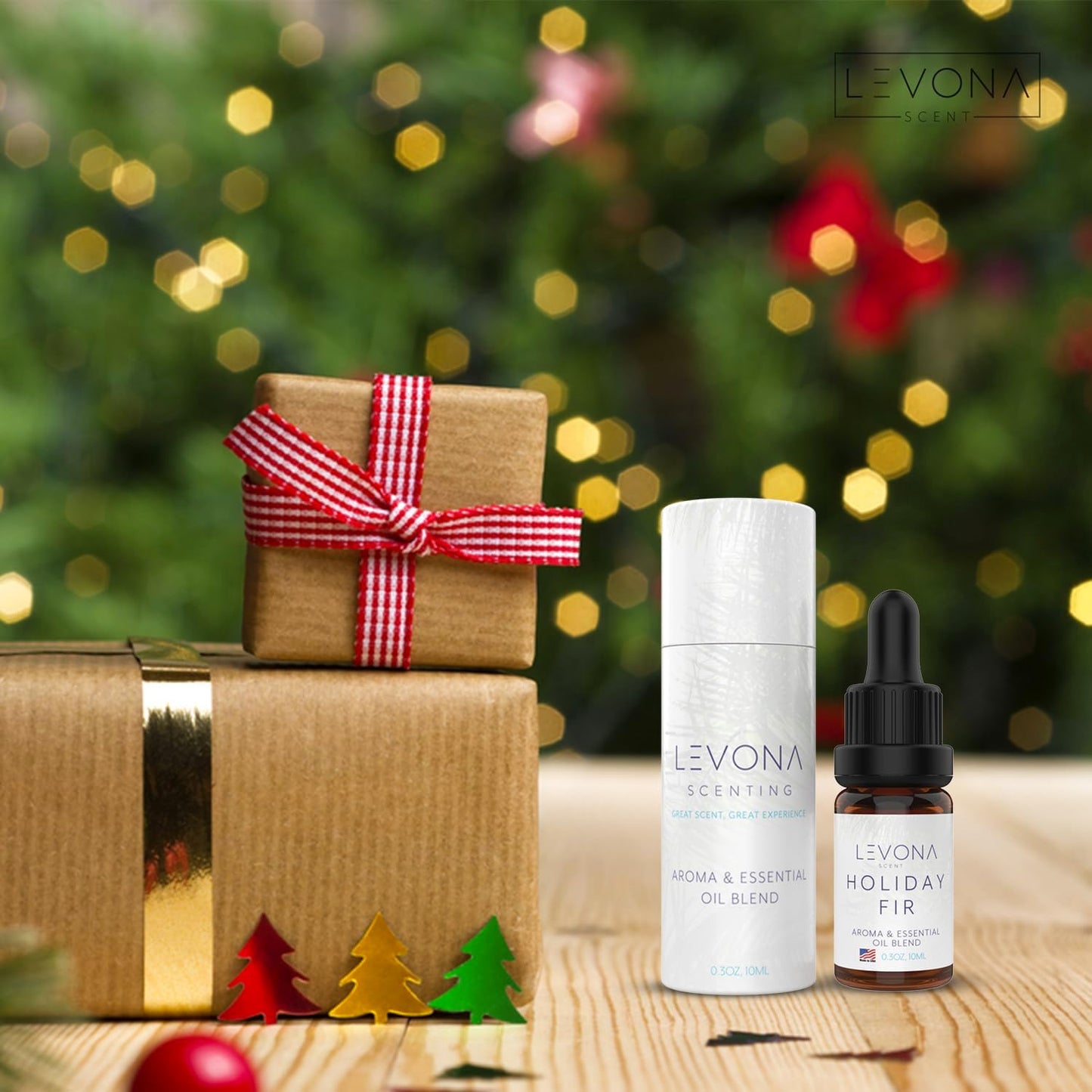 Levona Scent Christmas Essential Oils for Diffuser: Holiday Fir Essential Oil for Diffusers for Home - Essential Oils with Notes of Sandalwood & Amber Oil - Winter Fir and Balsam Fragrance - 10Ml