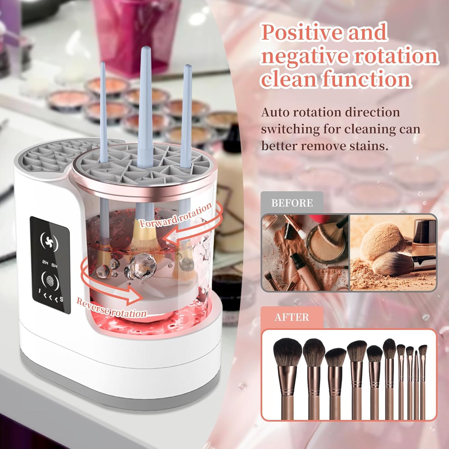 LARDERGO Makeup Brush Cleaner Machine, Ultimate Efficient Electric Automatic Cleaner and Dryer for All Types of Makeup Brushes