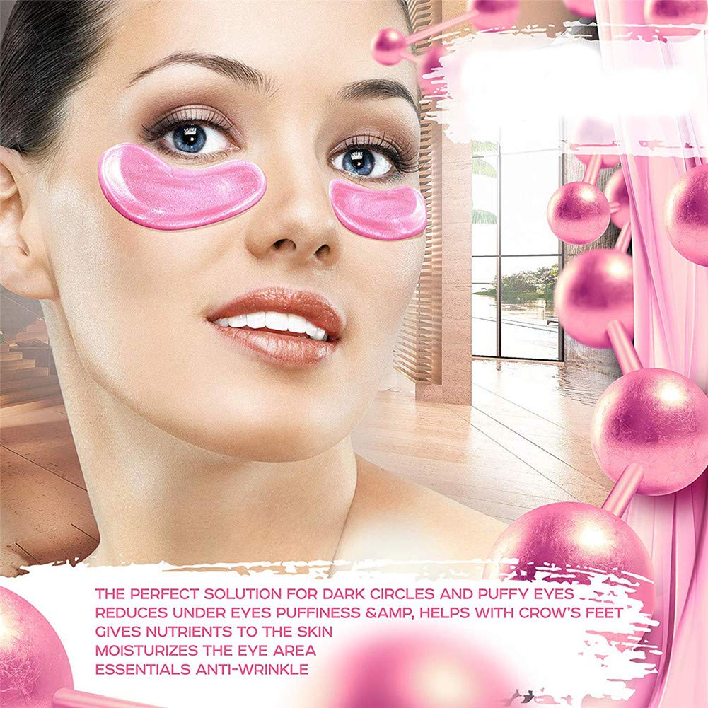 Adofect 30 Pairs Pink Collagen Under Eye Mask Anti-Aging Hyaluronic Acid Eye Patches for Moisturizing & Reducing Dark Circles, Luxury Gift for Women and Men, Pink