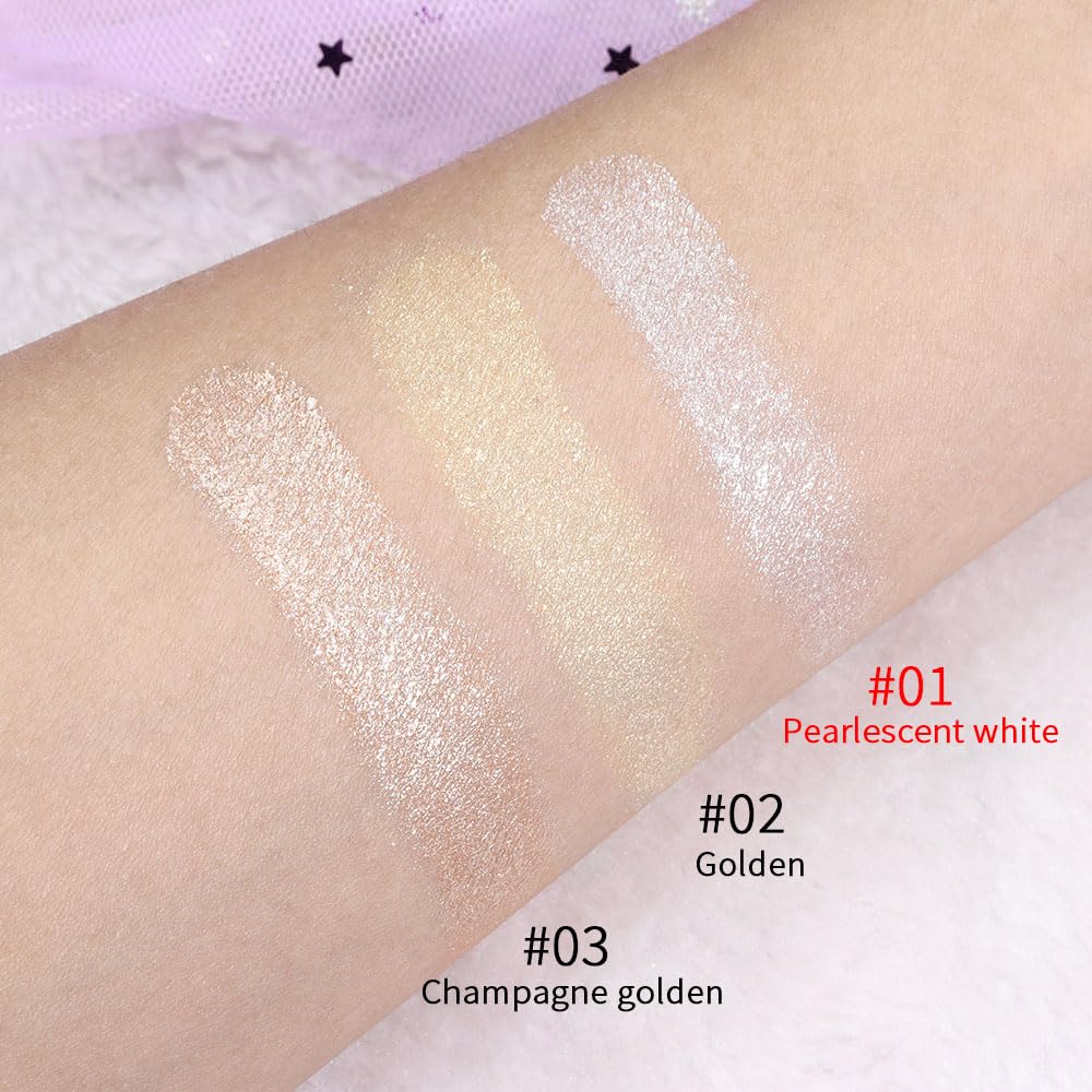 evpct Pearl White Silver Face Highlighter Makeup Shimmer Glitter Diamond Sparkly Highlighters Makeup Palette Powder for Face Body Cheek Skin iluminadores iluminador de jos maquillaje luminizers 01