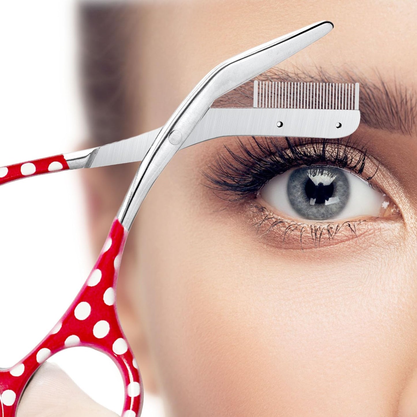 Eyebrow Trimmer With Comb, Stainless Steel Facial Grooming Scissors Kit, Professional Precision Eyebrow Scissors, Perfect For Gifts For Men And Women (Red)