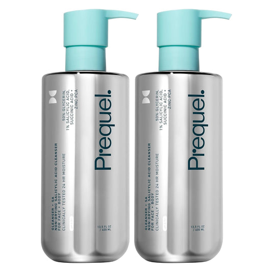 Skin Gleanser SA, Moisturizing Glycerin Face Wash,1% Salicylic Acid Face Cleanser, Unscented and Combination Skin Face Soap, 13.5 ounce (each) Pump Bottles - 6.75 fluid ounce (Pack of 2)