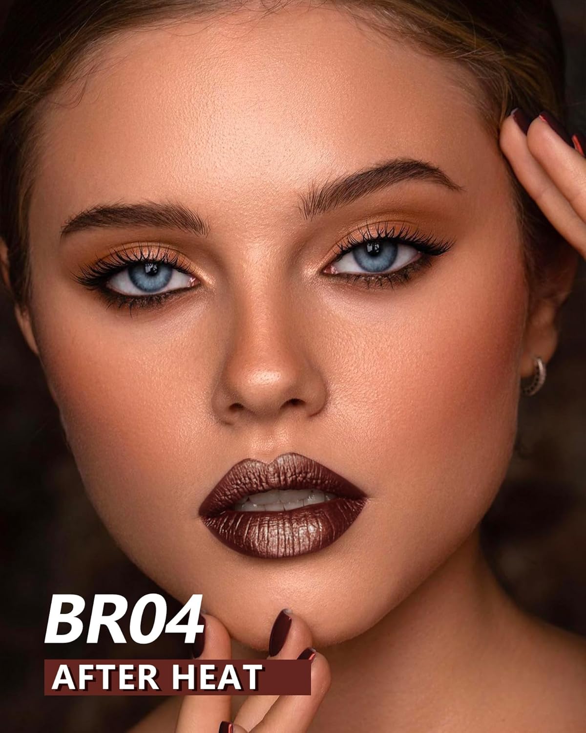 MAKI YIKA Brown Lipstick for Women Metallic Lipsticks Glitter Long Lasting Lipstick No Smudge No Transfer Liquid Lip Gloss (BR04 After Heat)