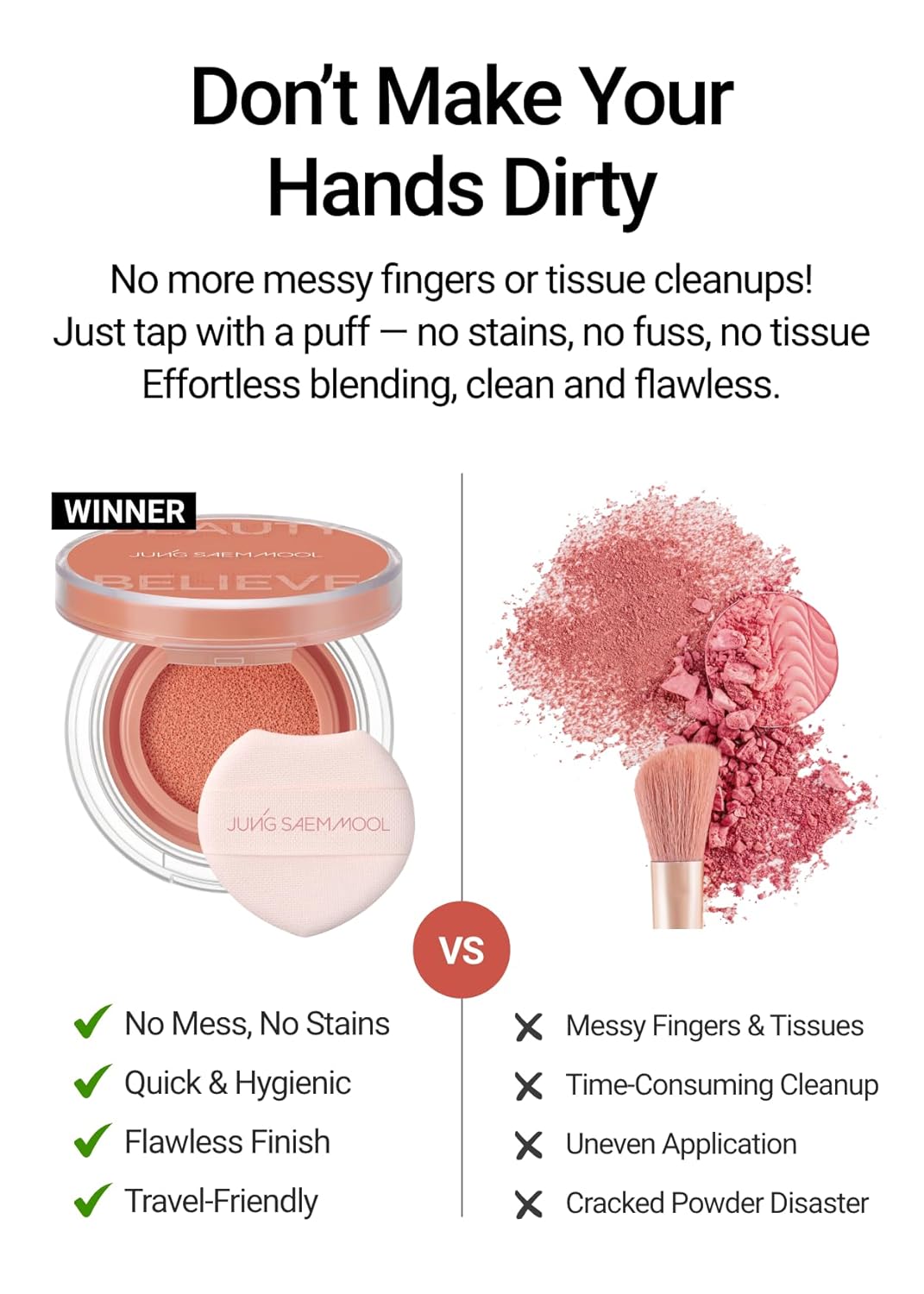 JUNGSAEMMOOL Artist Cushion Blush (Peach Nectar) | Easy to Blend, Lightweight, Hydrating Korean Makeup Cushion Blush for Dewy & Glowing Cheeks