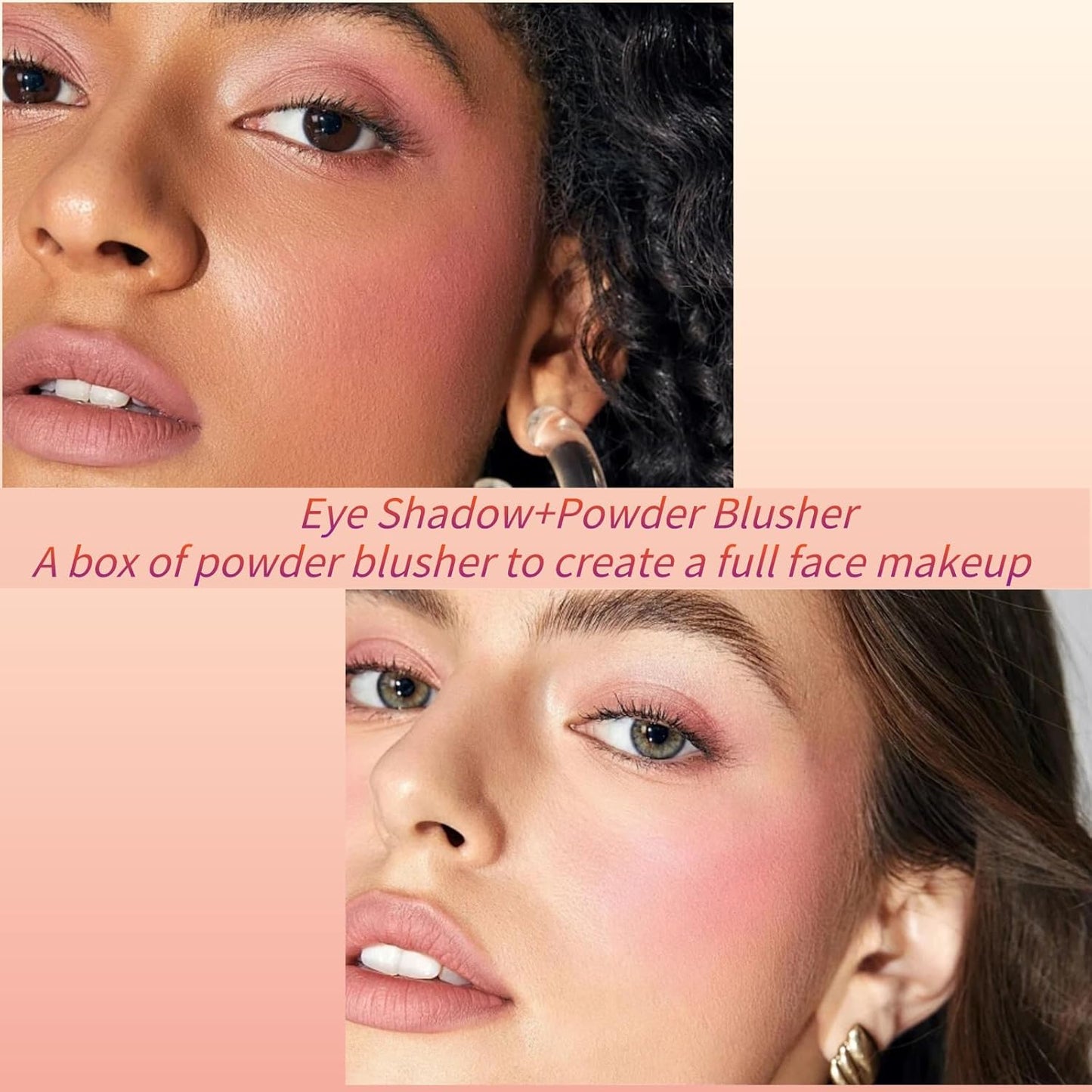 Baked Blush Powder, Natural Glow Blush Palette, Contour Brighten Highlight Face for a Shimmery or Matte Finish, Lightweight Blendable, Long Lasting Face Makeup #02