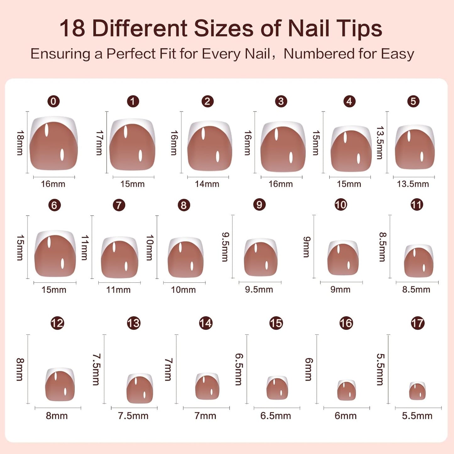 French Tip Press on Toenails 144PCS with 4 Strips, 18 Sizes Nude Fake Nails - No Need to File, Pre-applied Primer, Short Square Toe Nails Kit for Women Pedicure & Gift