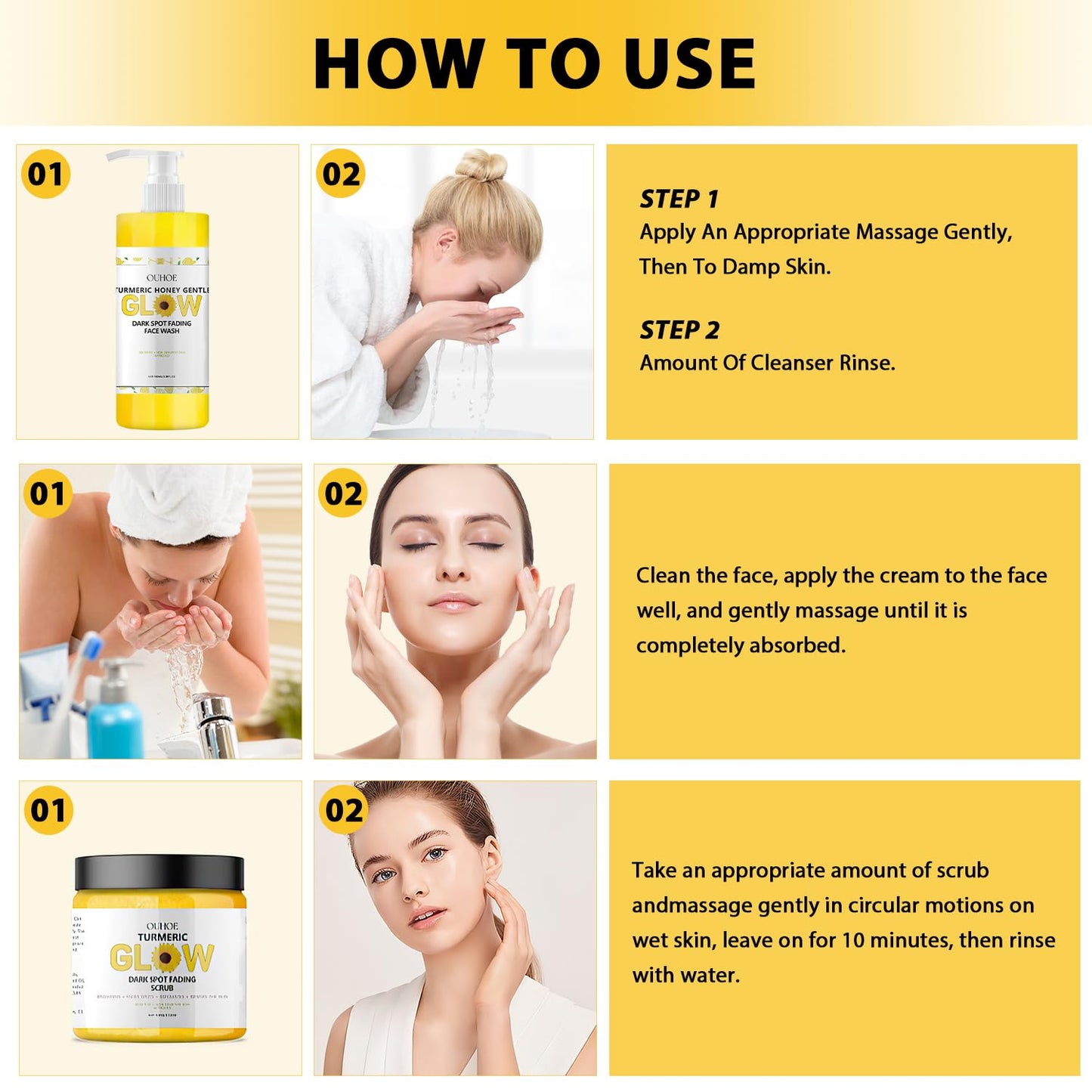 Glow Combo Skincare Set,3 In 1 Turmeric Combo Skincare Set，Turmeric Glow Butter, Skincare Gift Set For All Skin Type (1 Set)