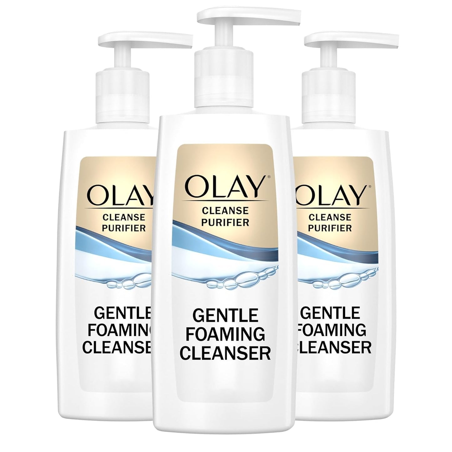 Olay Face Cleanser, Gentle Foaming Face Wash for Sensitive Skin - Fragrance-Free, Oil-Less, Soap-Free, Glycerin-Based Formula, Daily Cleansing without Irritation, 6.7 Oz - 3 Pack