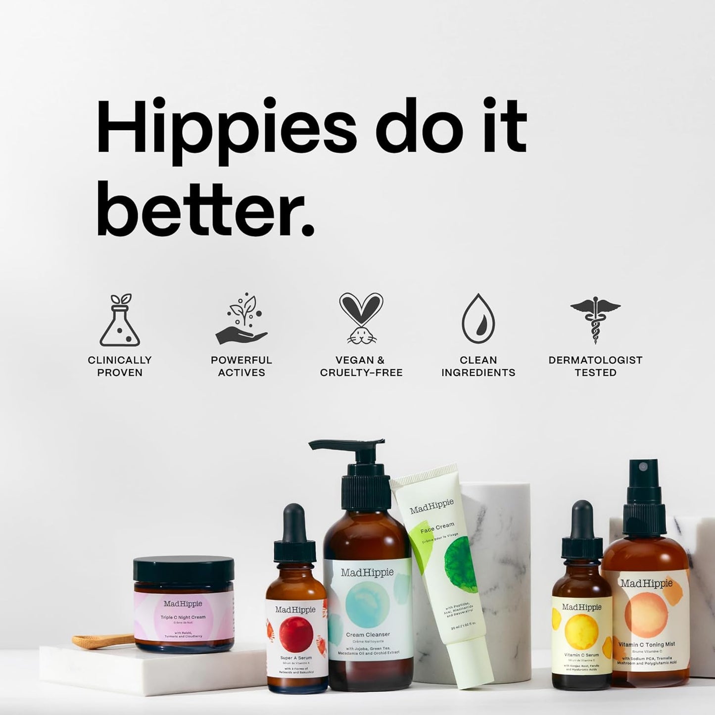 Mad Hippie Face Cream – Age-Defying Face Moisturizer & Skin Tightening Cream with Niacinamide, Advanced Peptides & Argan Oil 1.02 Oz