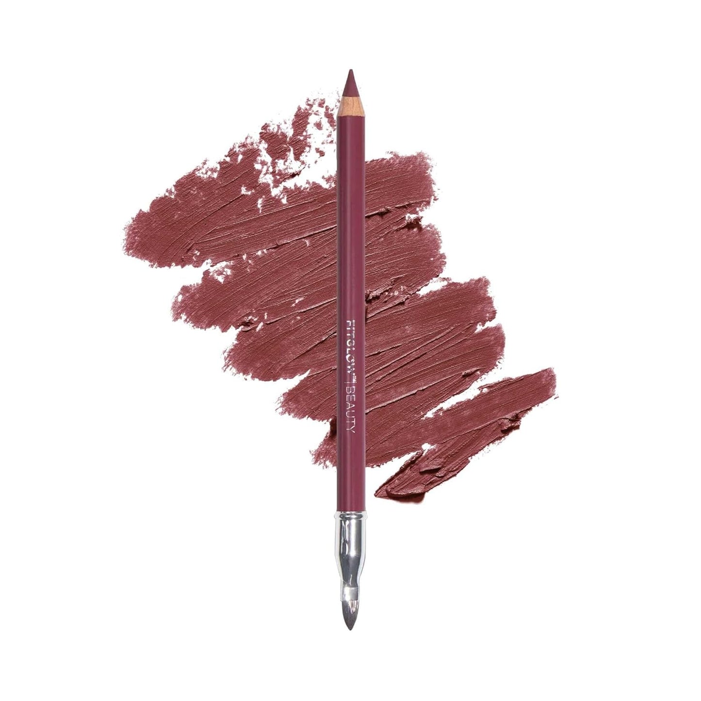 FITGLOW Beauty Vegan Lip Liner Pencil | Long-Lasting Lip Enhancer with Blending Brush | Hydrating Plumping Lip Liner | Smudge-Proof Lip Perfector | Define Shape & Fill | Muted Mauve, 1.1g