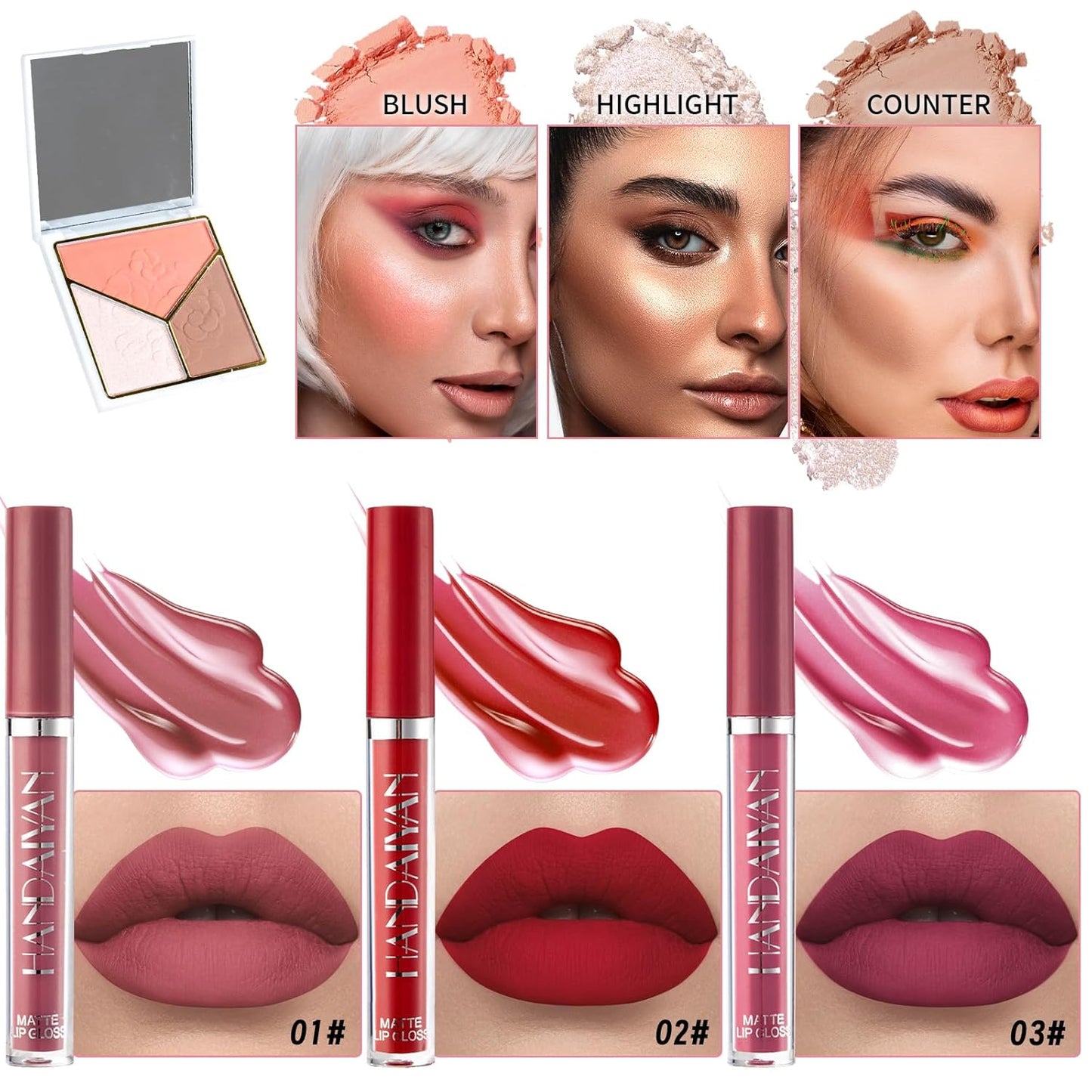 Makeup Set, Makeup Set for Women Full Kit, Eyeshadow Palette, Foundation Concealer CC Cream 3 in 1 Palette, Liquid Lipstick Eyebrow Pencil Eyeliner, Makeup Brush Sponges Makeup Bag