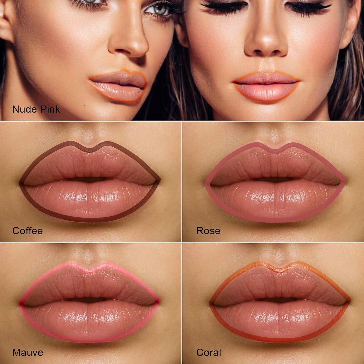 Peel Off Lip Liner Stain - Long Lasting Natural Lip Stain Transfer-proof Lip Liner, Moisturizing Waterproof Lip Gloss Stain, Highly Pigmented Color for All Skin, Ideal Gifts for Women (Coffee)