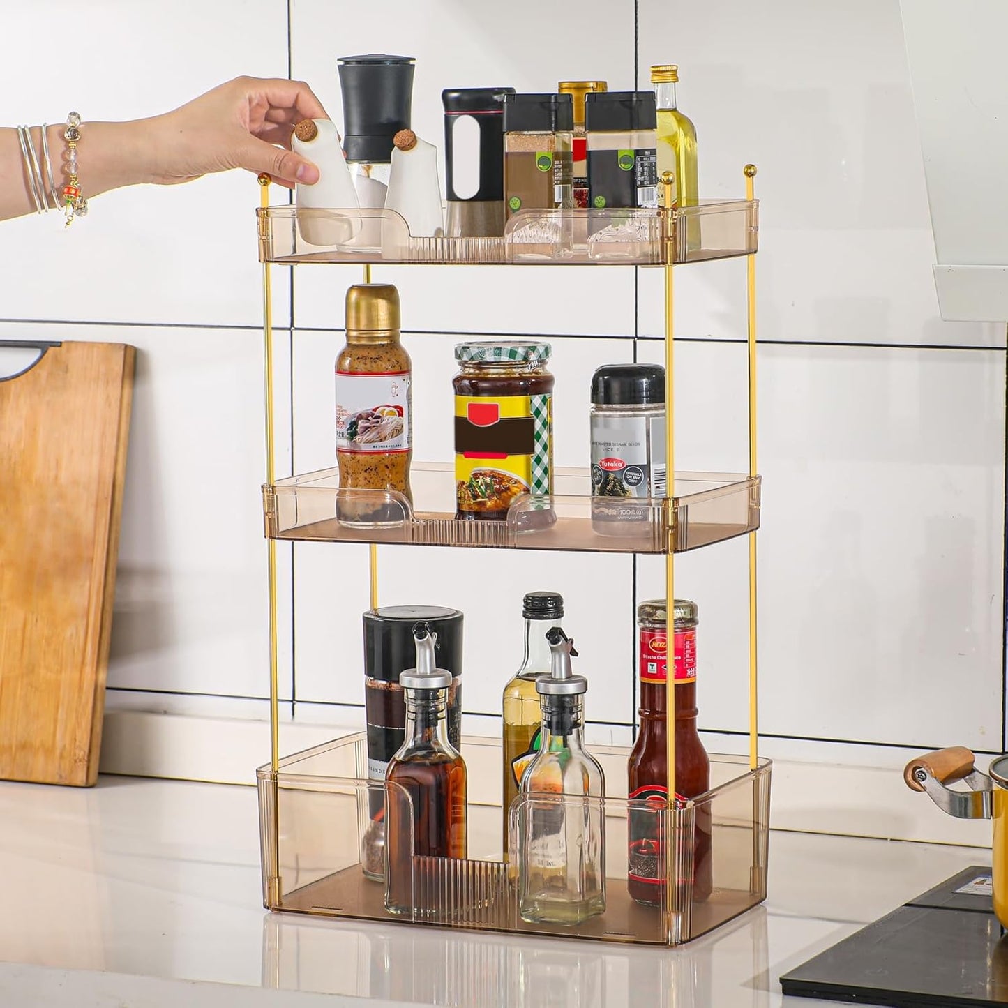 3 Tier Bathroom Countertop Organizer, Makeup Skin Care Organizer, Perfume Tray Vanity Countertop Organizer for Bathroom Countertops