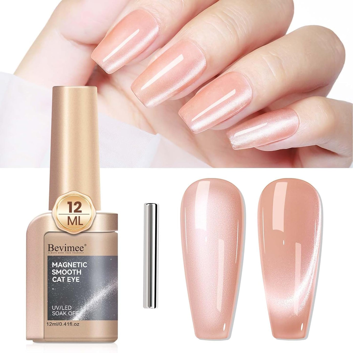 Cat Eye Gel Nail Polish, Moonlight Cateye Gel Polish 12ML Magnetic Nail Polish Holographic Glitter Mirror Glass Ceramics Smoothie UV Gels for Nail Art Manicure DIY at Home 1PC