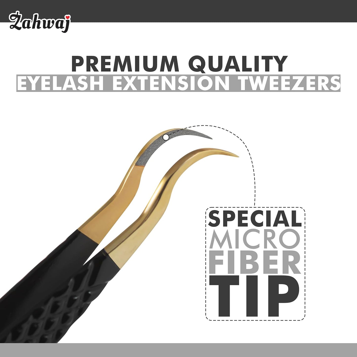 Lash Tweezers - Set of 5 Diamond Grip Eyelash Tweezers - Stainless Steel Professional Fiber Tip Lash Tweezer for Eyelash Extensions (Multicolor)