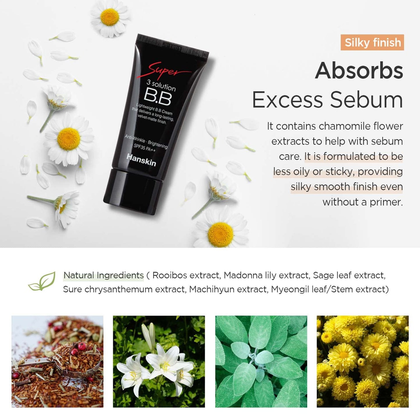 Hanskin Blendable BB Cream with spf 35pa++, Velvet Matte Finish, [30g / 1.05 Oz]