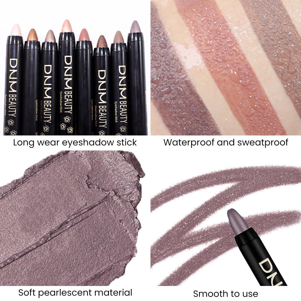 evpct Smoky Amethyst Shimmer Cream Eye Shadow Brightener Sticks Set for Eyes, Smoky Shimmery Matte Pencil Eye shadow Applicator Stick Pen Palette Makeup Waterproof sombras en crema para ojos 24#