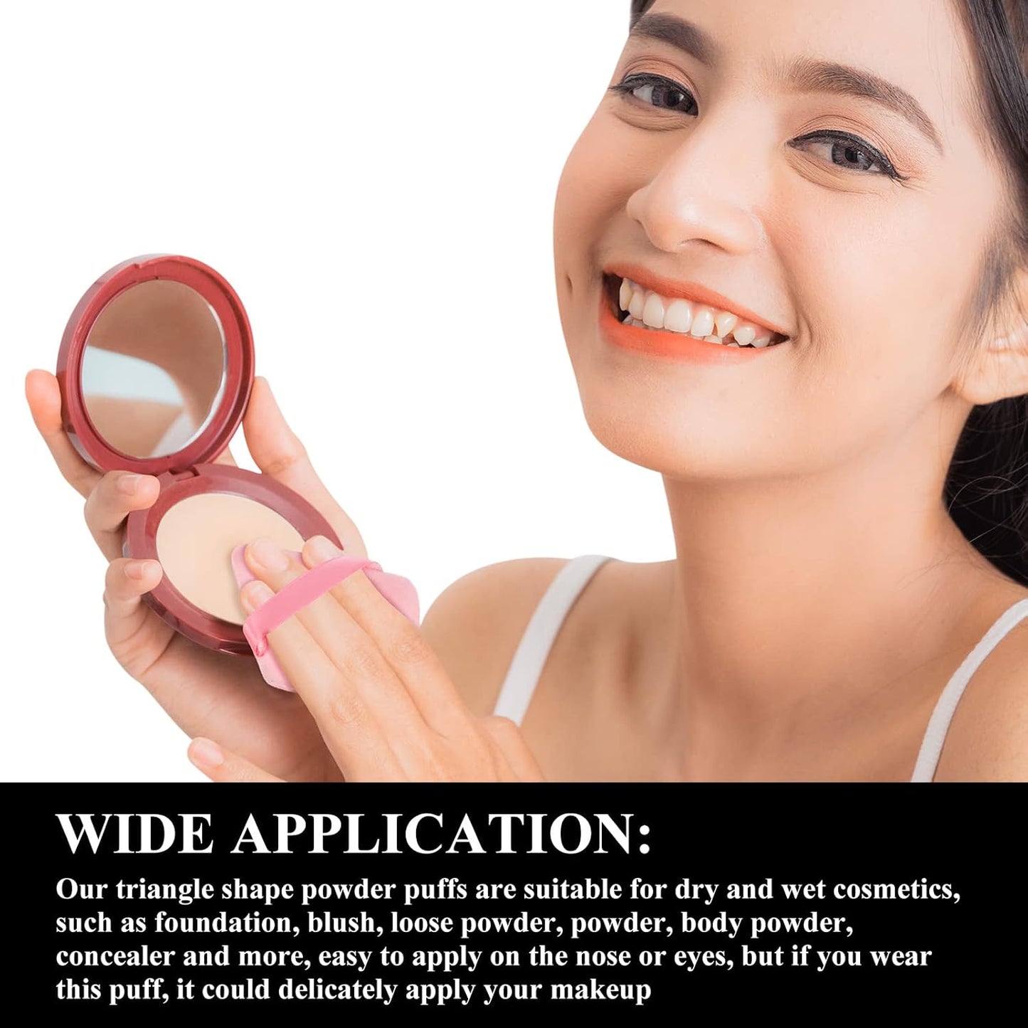 Maitys 12 Pieces Powder Puff Triangle Face Makeup Cosmetic for Loose Powder Soft Body Washable Reusable Foundation Sponge Mineral Wet Dry Makeup Tool for Women(Small,Black, White, Pink)