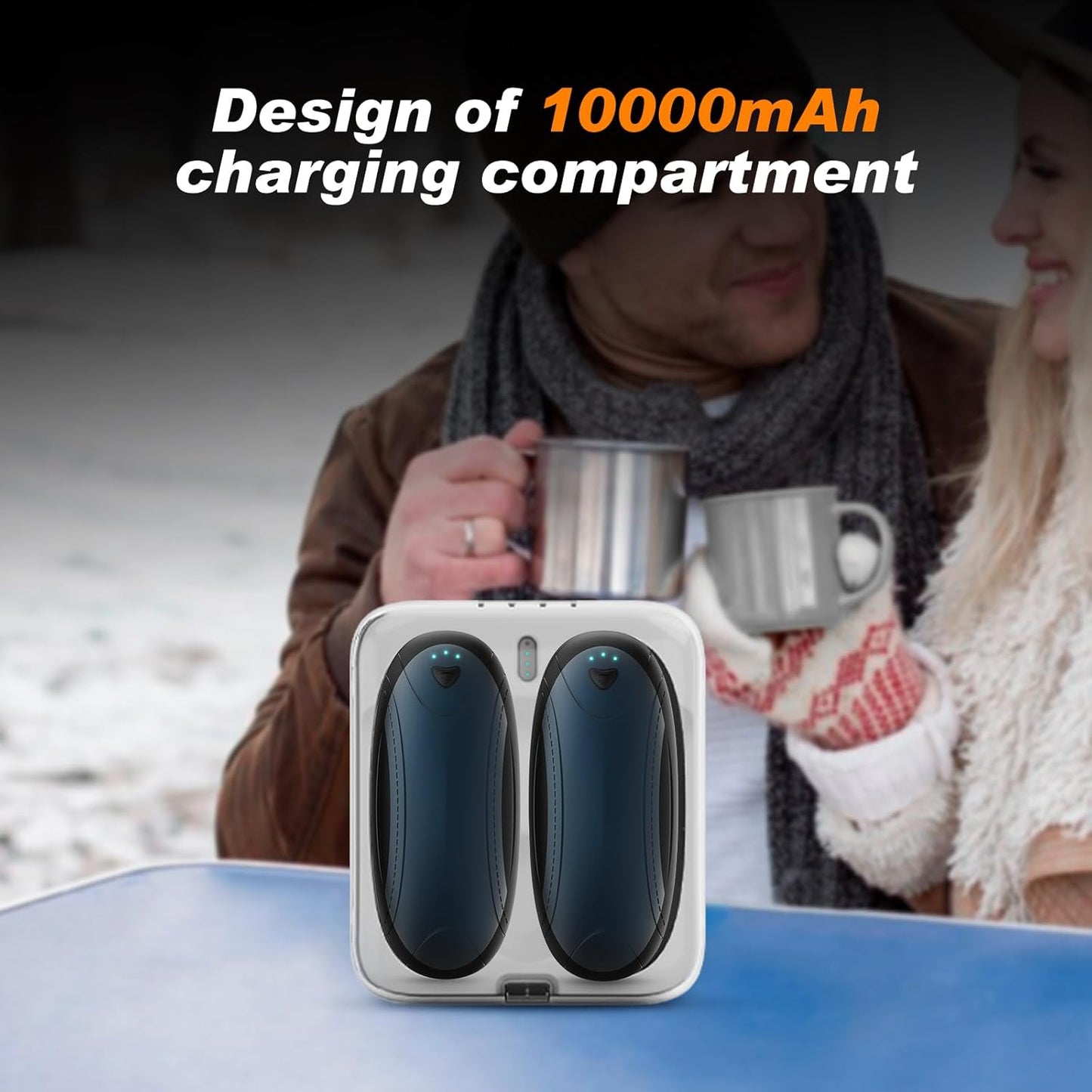 Hand Warmers 2 Pack with 10000mAh Charging Box,Portable Pocket Heater,24Hrs Long Safe Heat,Outdoor, Travel, Golf, Hunting, Camping,Gifts for Men Women