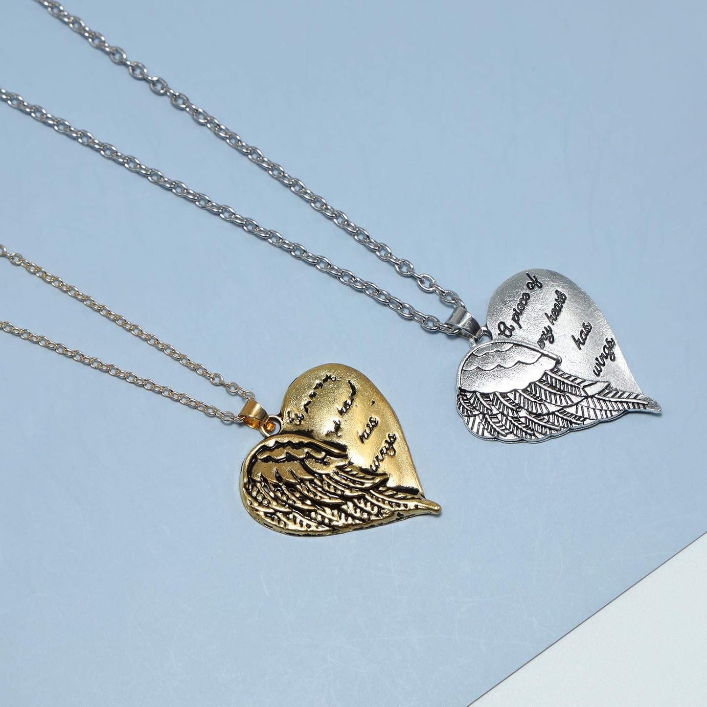 Love Necklace Angel Wings Love Fashion Heart Pendant Necklace Jewelry for Women and Girls