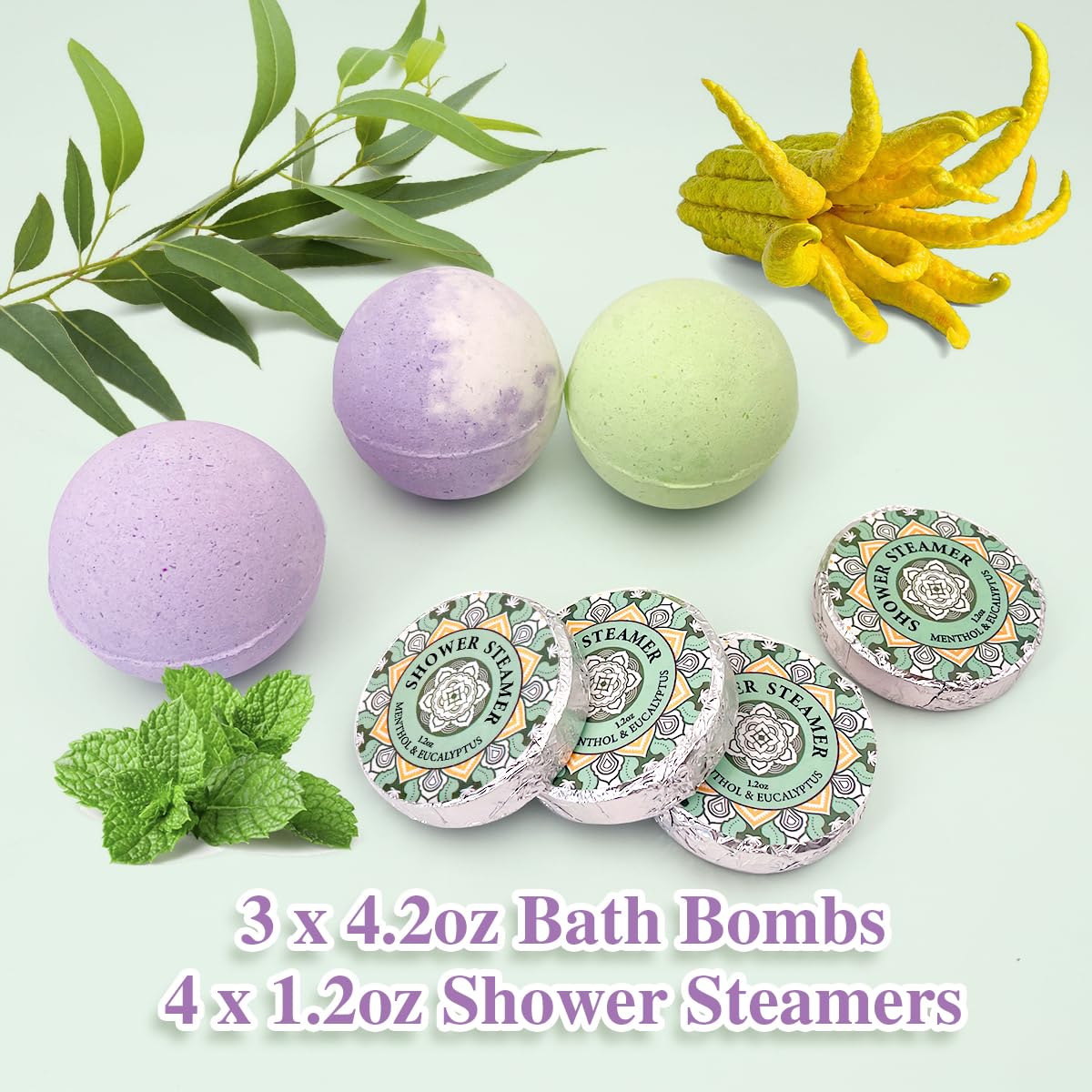 Birthday Gifts For Women-Assorted 4 Shower Steamers, 3 Bath Bombs, 2 Scented Candles, and 1 Exfoliating Body Scrub - Gifts for Mom, For Women, For Wife and Girlfriend……