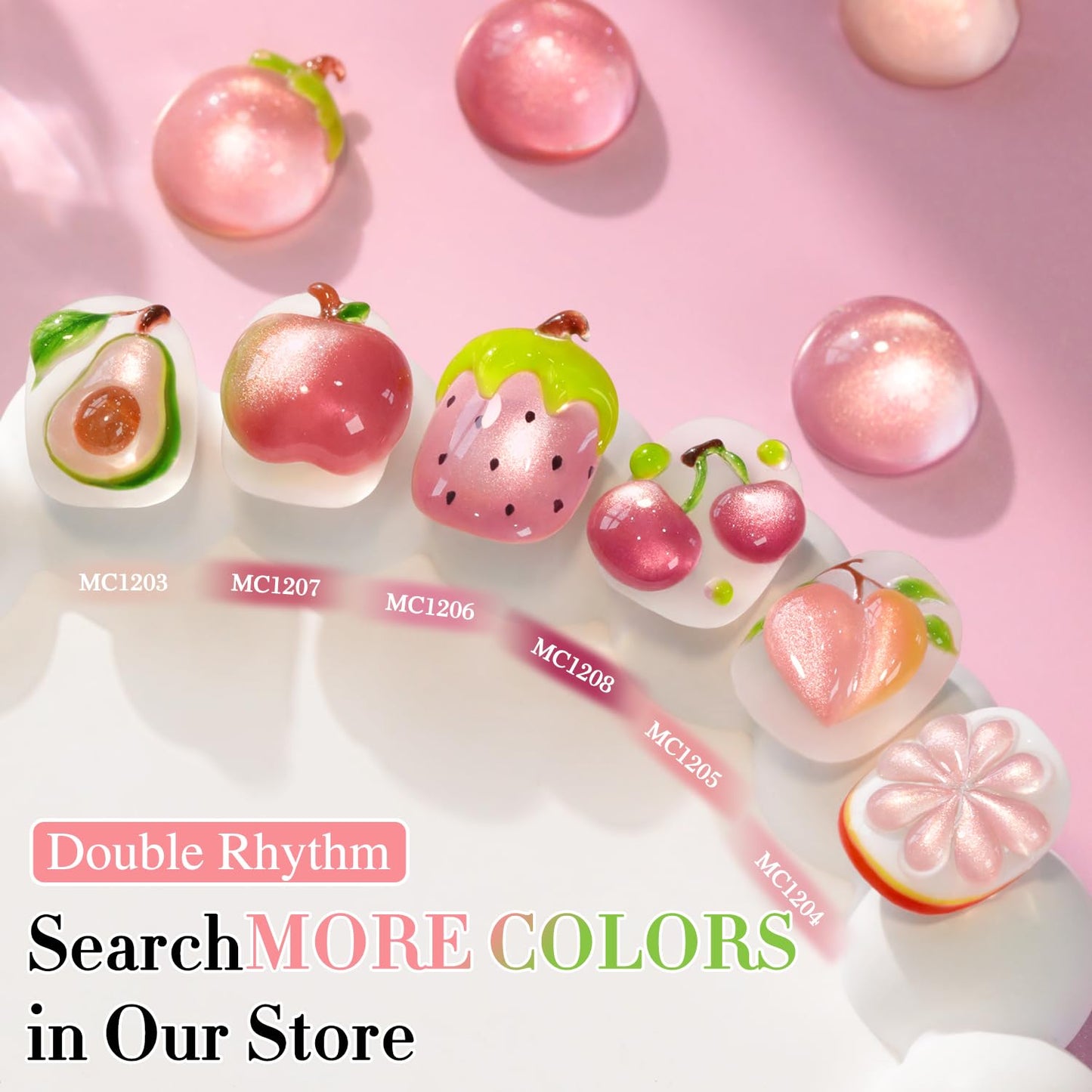 Double Rhythm 0.5 OZ Cat Eye Gel Polish with Magnet 15ML Holographic Glitter Shimmer Translucent Jelly Color Magnetic Nail Polish Salon DIY at Home (Fruit Orange Pink-MC1205)