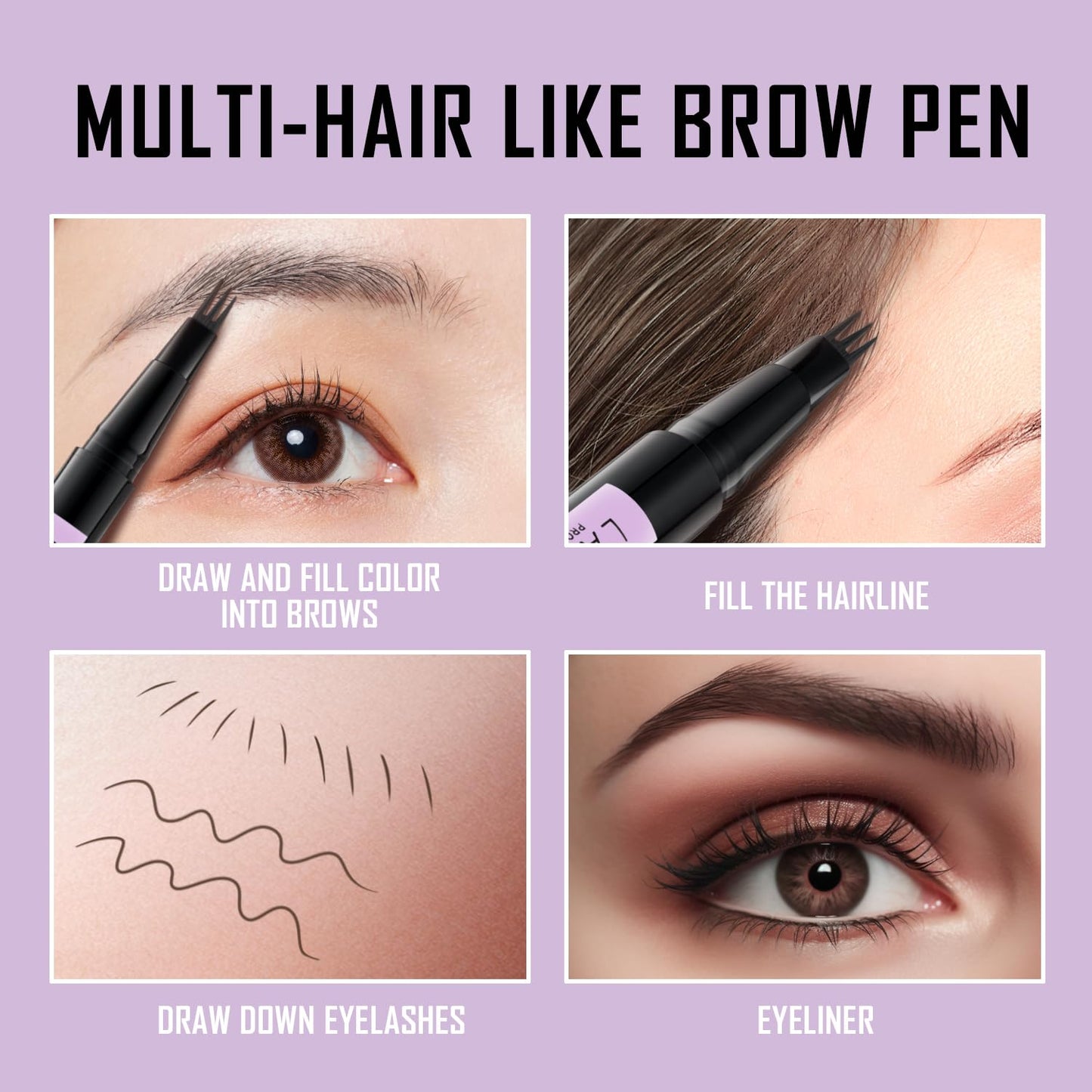 LAVONE Eyebrow Pencil, 2-In-1 Waterproof Eyebrow Pen, with 3 Tip Microblading Eyebrow Pen and Ultra-Precise Brow Pencil, Dual-ended Eyebrow Brush, for Eyebrow Makeup - Taupe