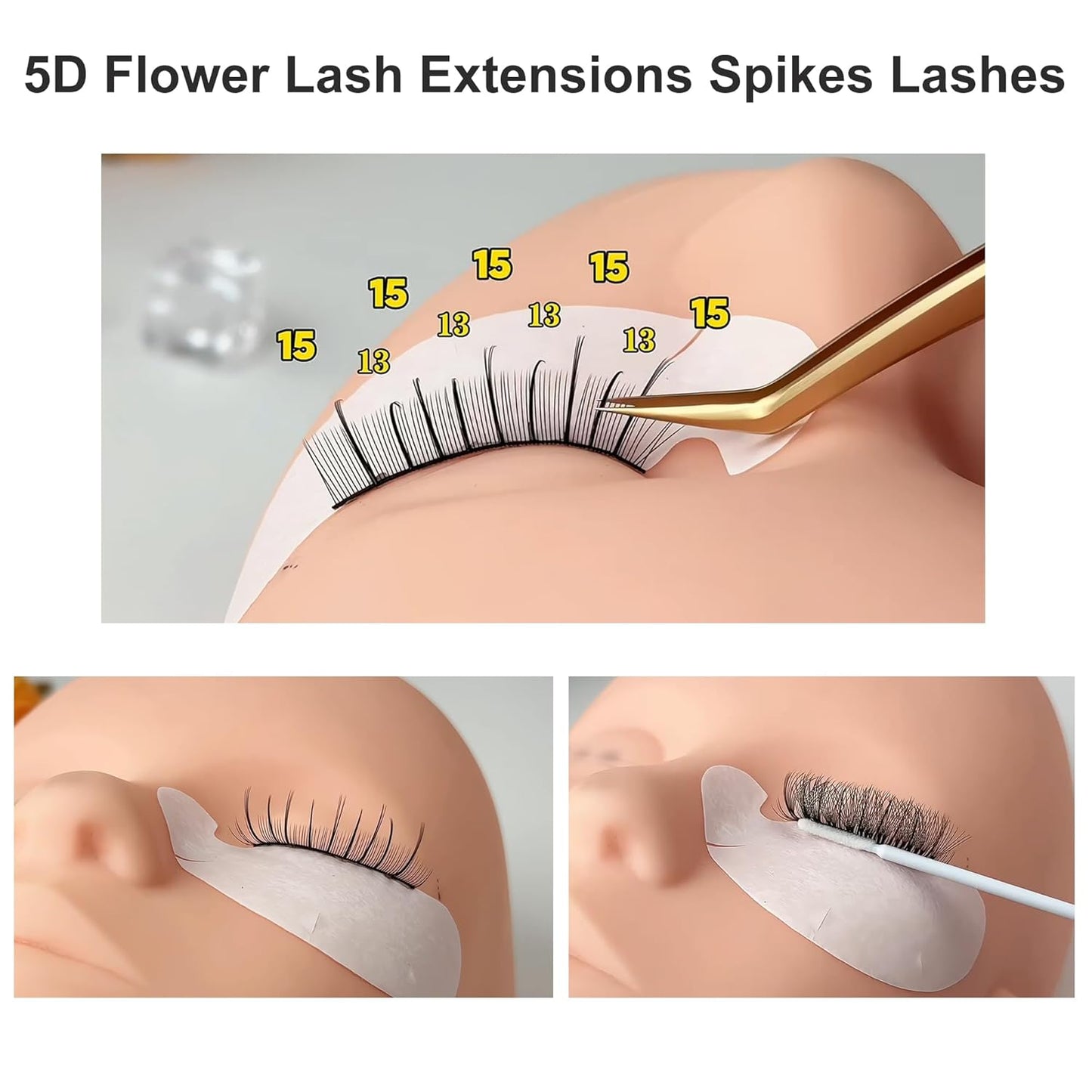 5D Flower Lash Extensions Spikes Lashes 0.07 Matte Black C Curl Lashes 13mm Volume Eyelash Extension Lash Trays Professional Use(5D Flower,0.07-C,13mm)