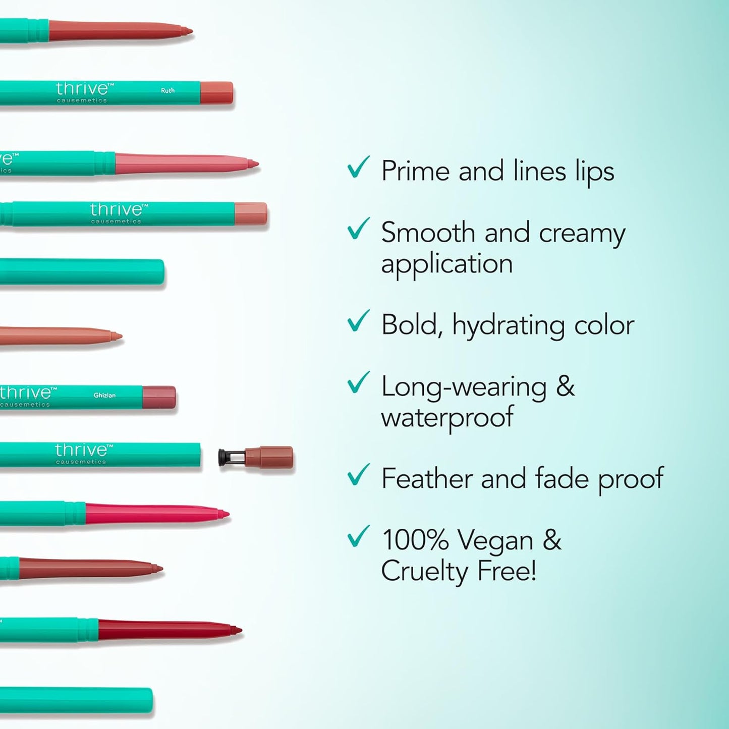 Thrive Causemetics Lip Filler Long-Wearing + Plumping Lip Liner, Shea Butter Hydrating Lip Plumper Retractable Lip Liner Pencil, Built In Sharpener, Vegan & Cruelty Free, Kackie (Mocha)
