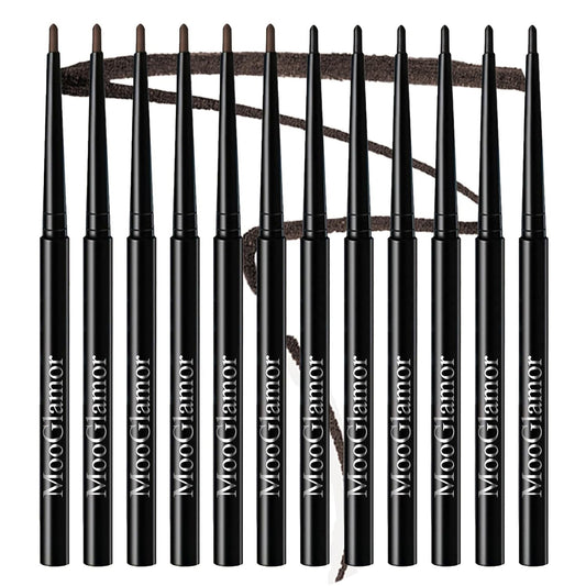 12 Pcs Black and Brown Eyeliner Pencil Gel Eyeliner Pen with Retractable and Waterproof Eye Liner for Bold and Defined Eye Liner (6 Black+6 Brown)
